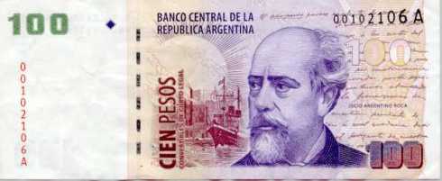 $100 argentine peso bill billete
